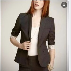 Theory Dark Brown Single-Breasted Wool Blazer